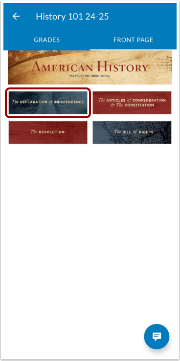 View Course Front Page