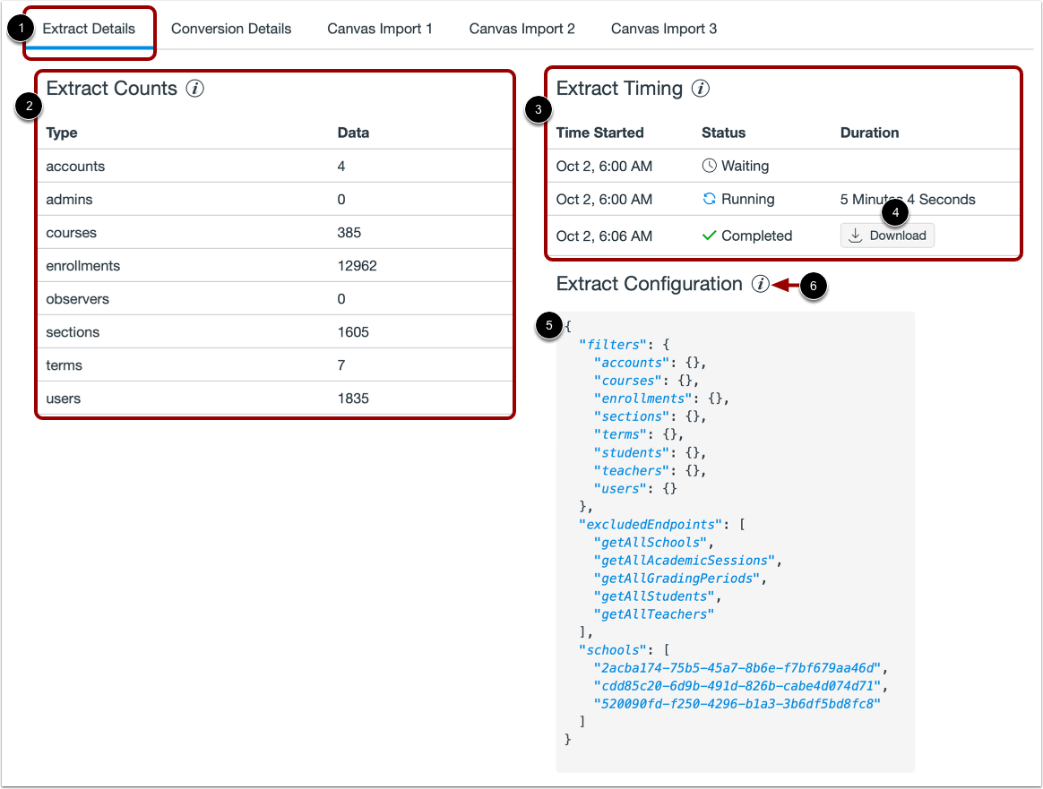 View Extract Details