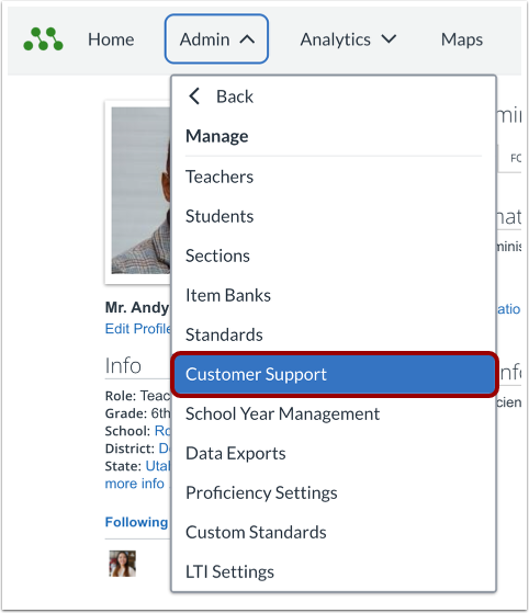 Open Customer Support Settings