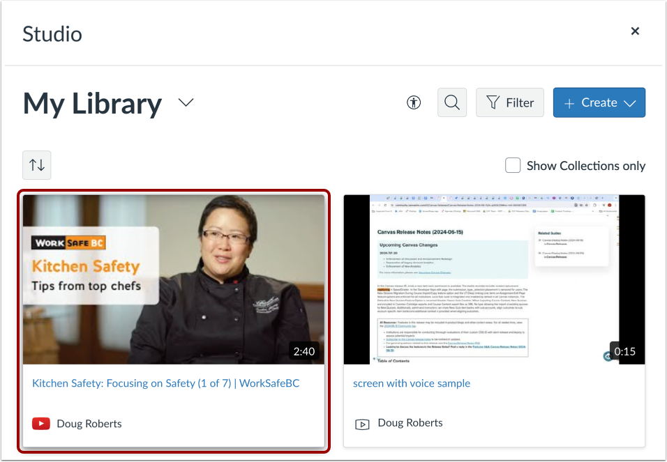 Embed Media from Canvas Studio