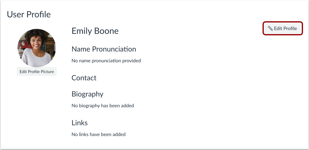 Open Profile Settings