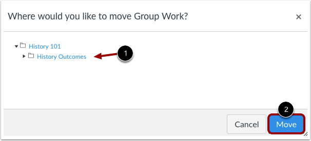 Choose Where to Move Outcome or Outcome Group