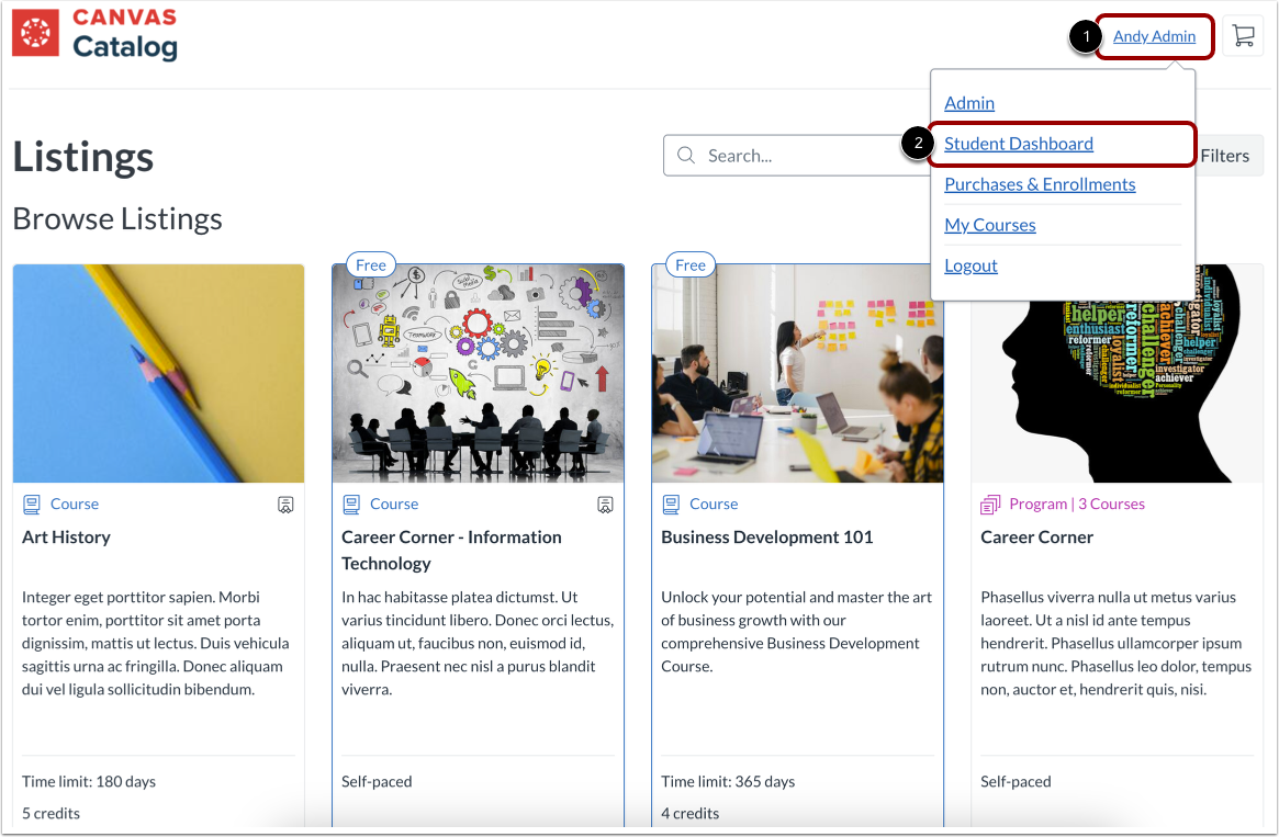 View Catalog Home Page