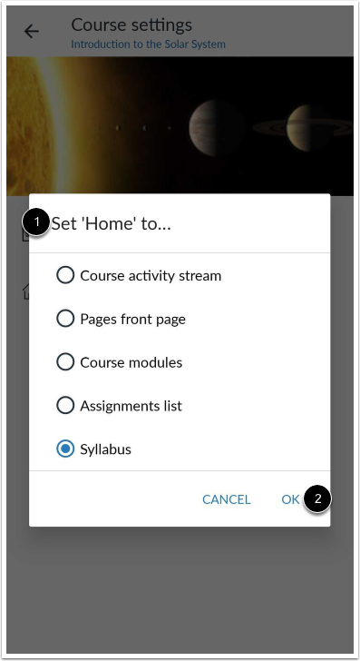 Set Course Home Page