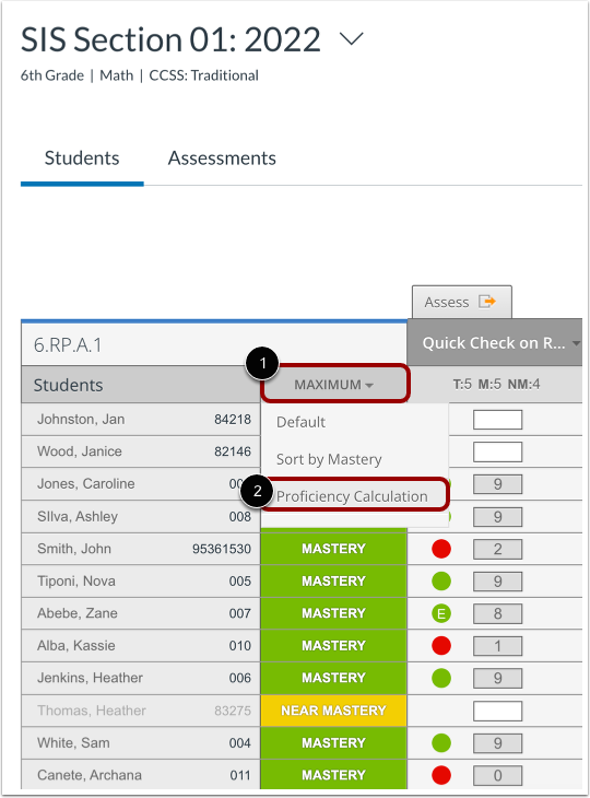 Select Proficiency Calculation