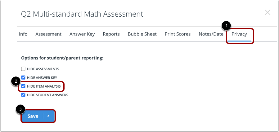 Change and Save privacy settings