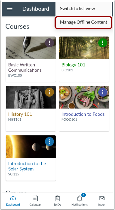 Manage Offline Content