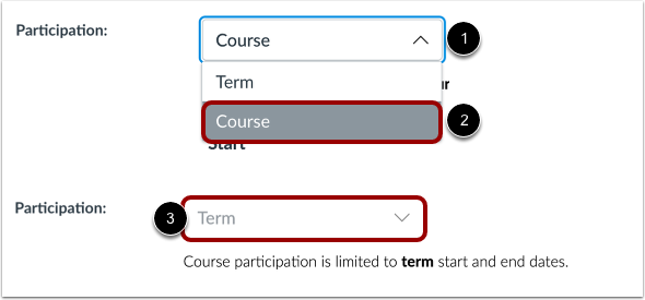Set Course Participation Dates