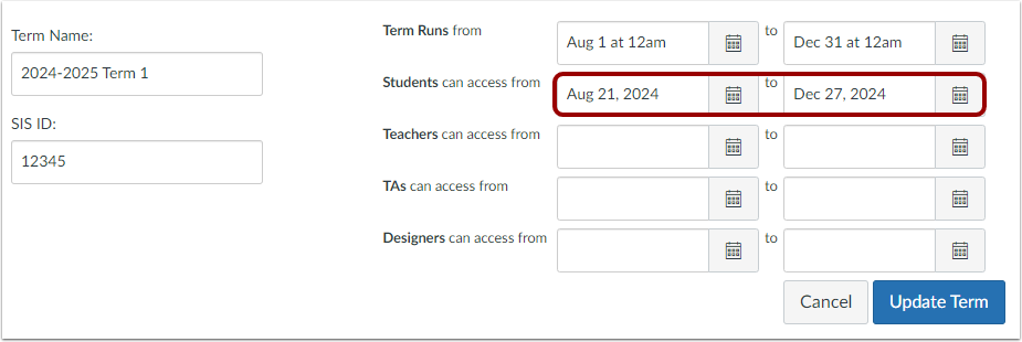 Modify User Dates