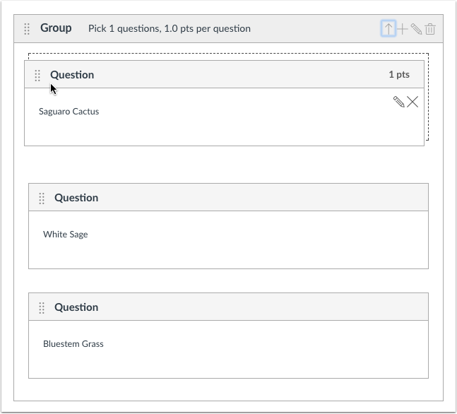 Drag Question into Question Group