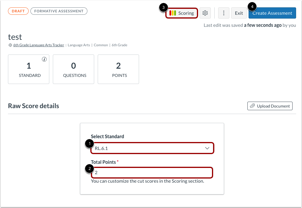 Create Raw Score Assessment