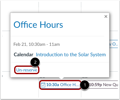 Unreserve Appointment