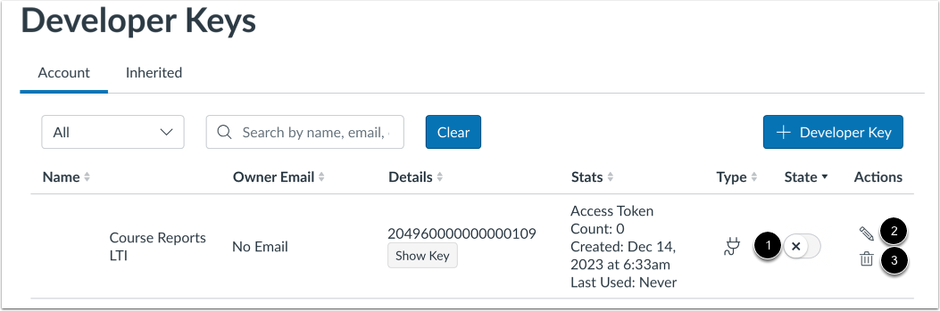 Manage Developer Keys