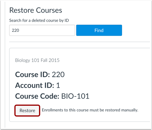 Restore Course