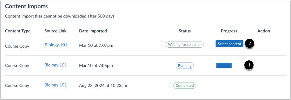 View Current and Prior Imports