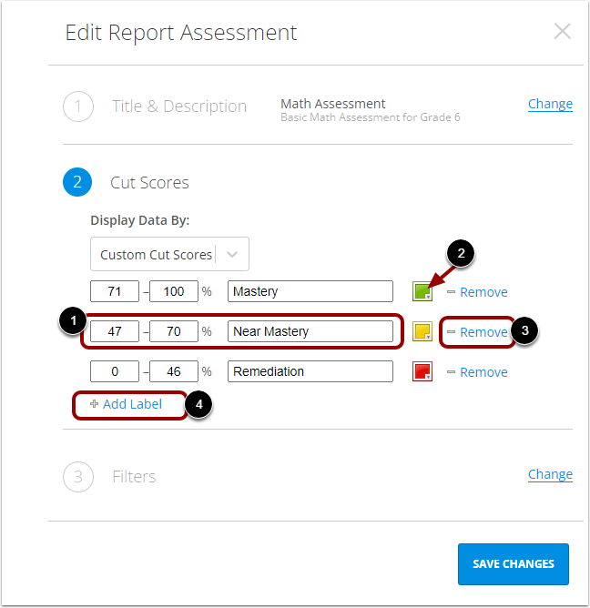 Edit Custom Cut Scores