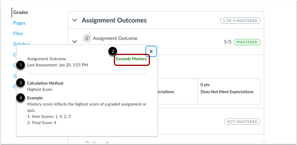 View Outcome Information