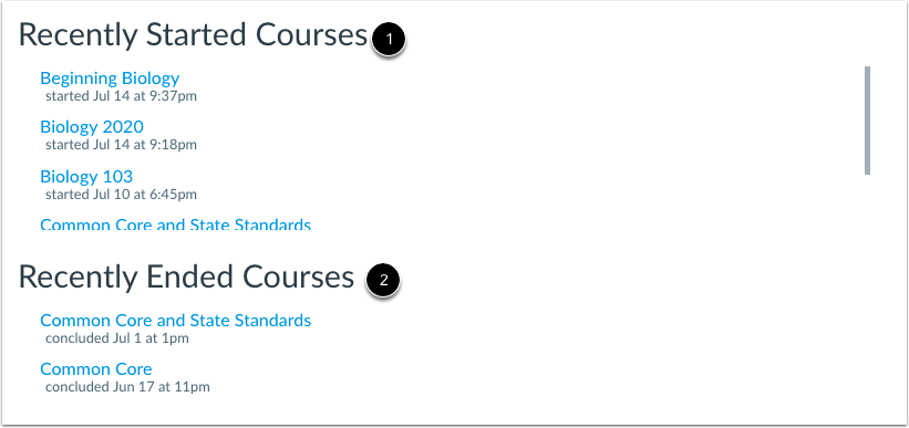 View Course Statistics