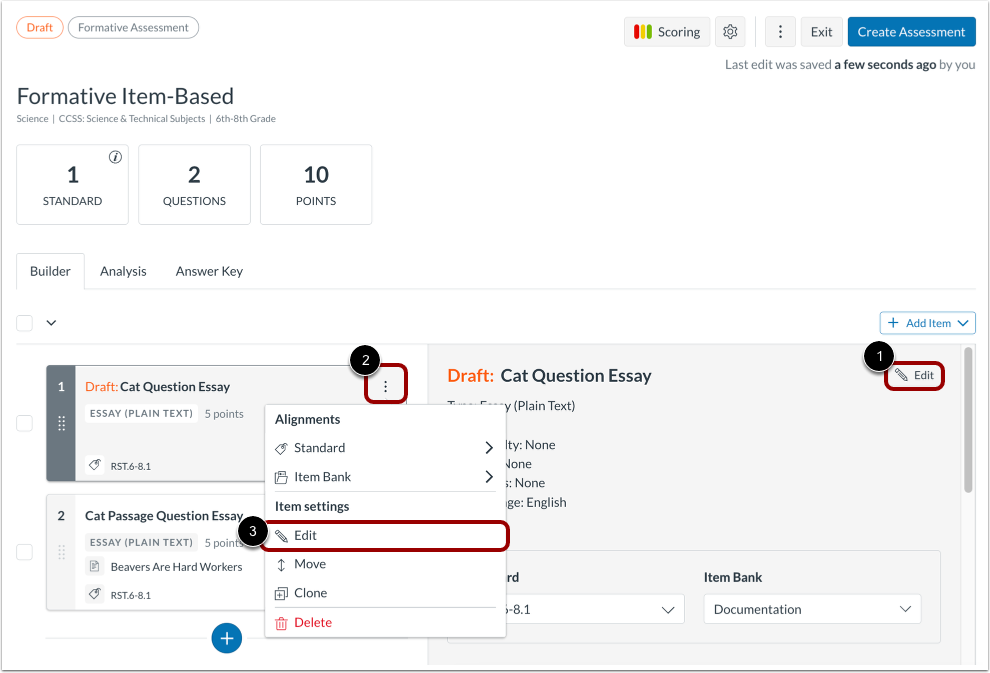 Edit Item Content or Settings