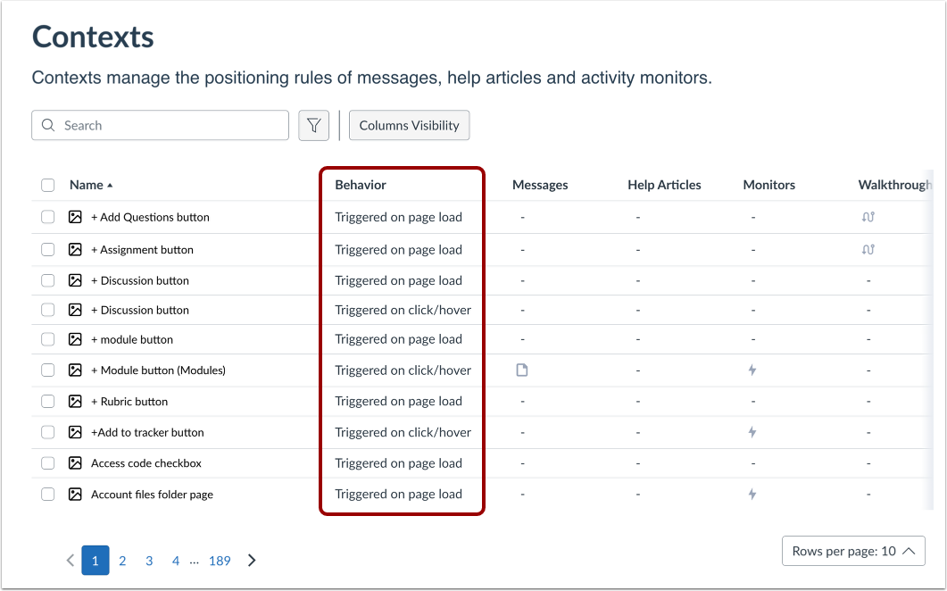 View Behavior Conditions