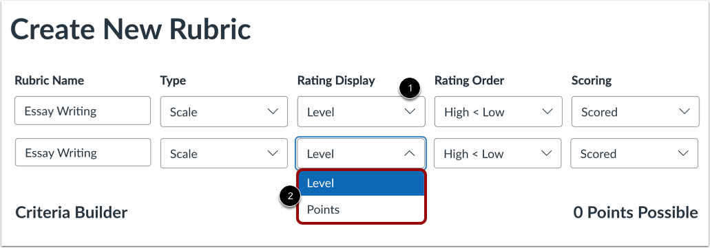 Select Rating Display