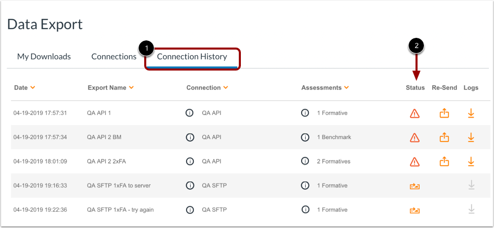View Data Export History