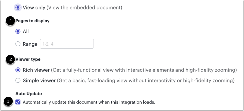 Select View Only Options