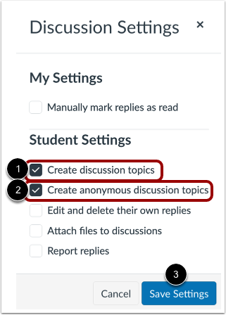 Edit Discussion Settings