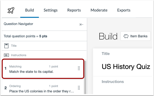 Move with Question Navigator