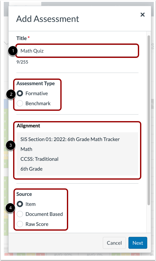 Add Assessment Details