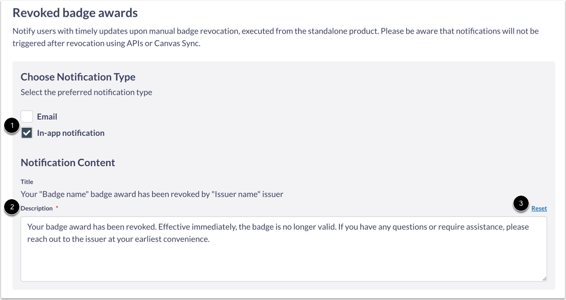Customize Revoked Badge Awards