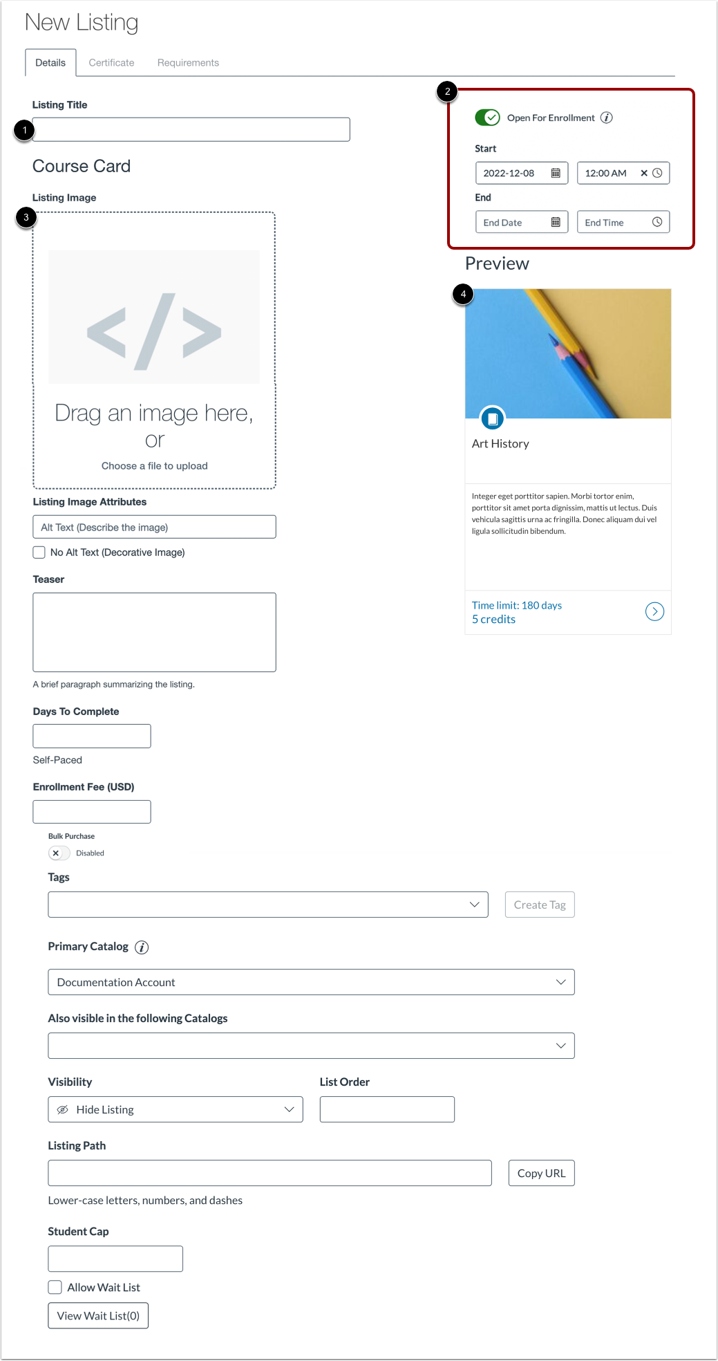 View New Listing Details Page