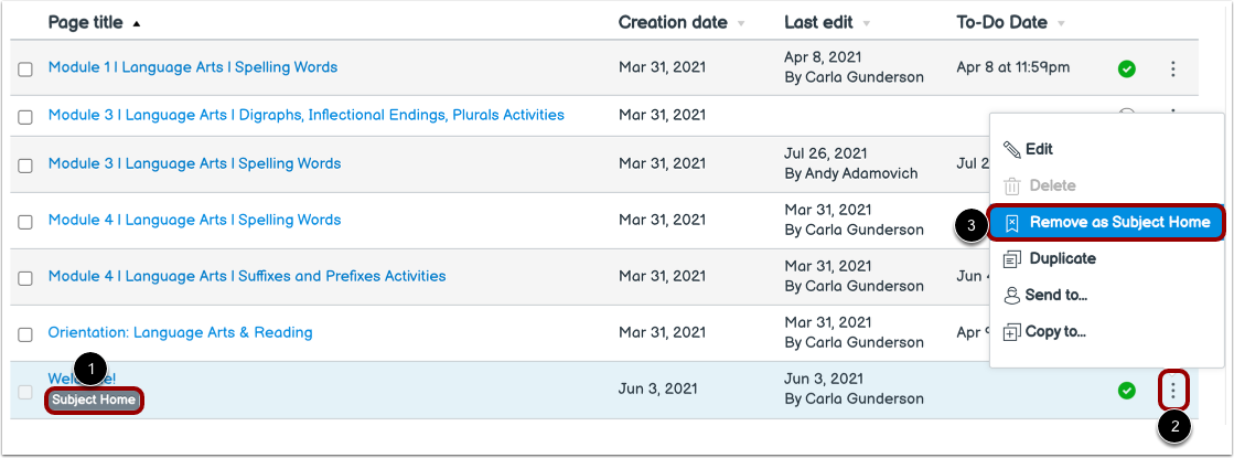 Remove Subject Home Page