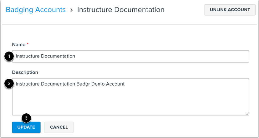 Edit Badging Account Details