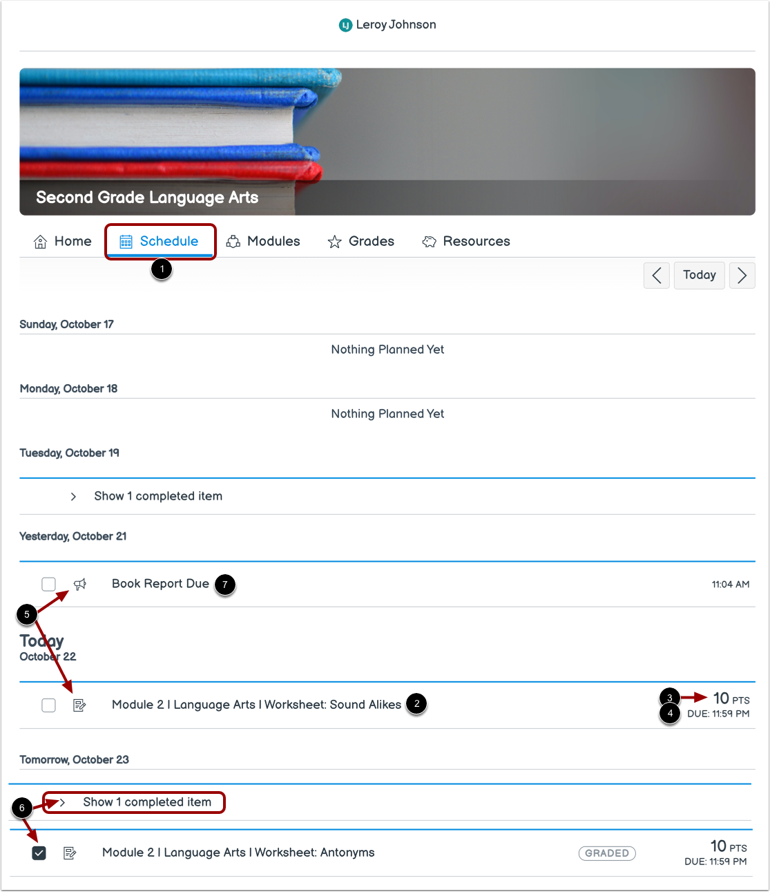 View Subject Schedule