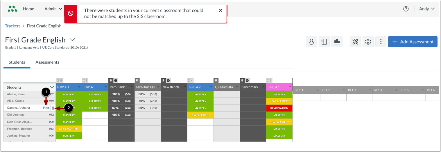 Update Student Numbers