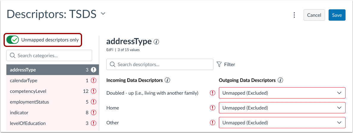 Filter Unmapped Descriptors