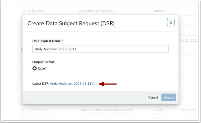 Create Data Subject Request Download Link