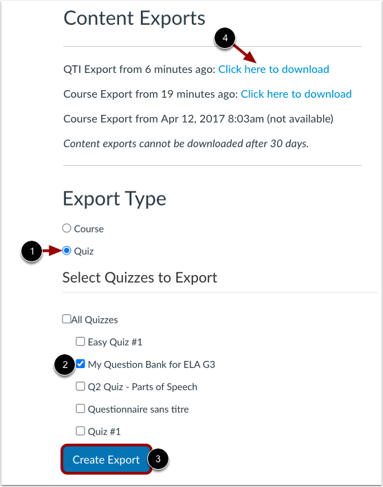 Choose Export Type