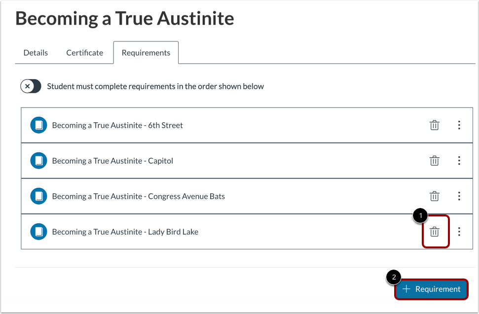 Manage Program Requirements