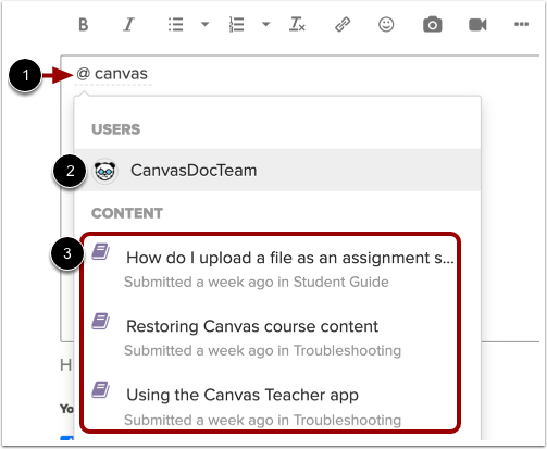 Mention User or Link to Content