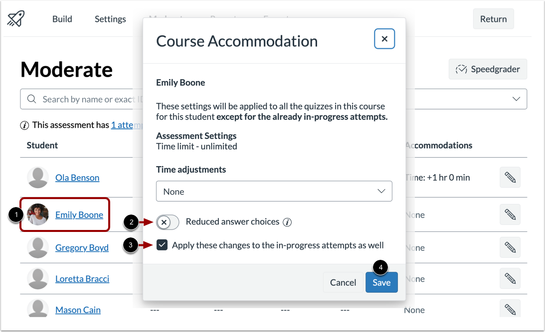 Enable Reduced Answer Choices for a Student
