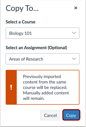 Copy Rubric to Another Course