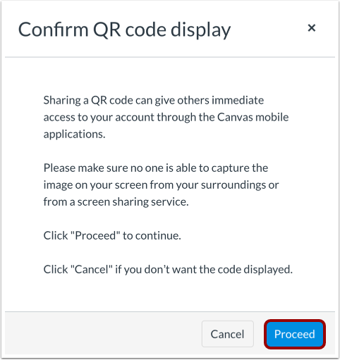 Confirm QR Code Display