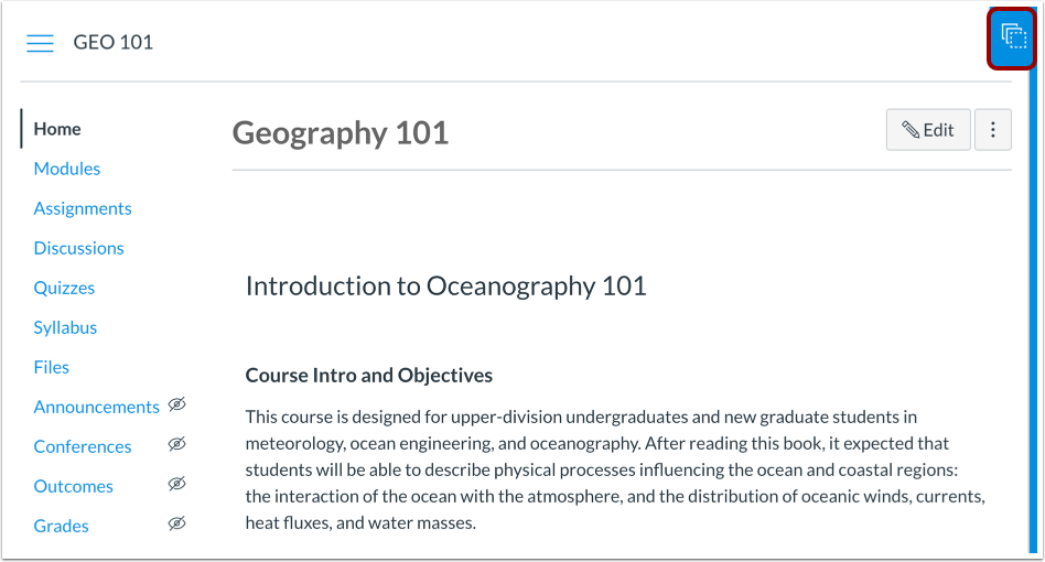 Open Home Page Blueprint Sidebar