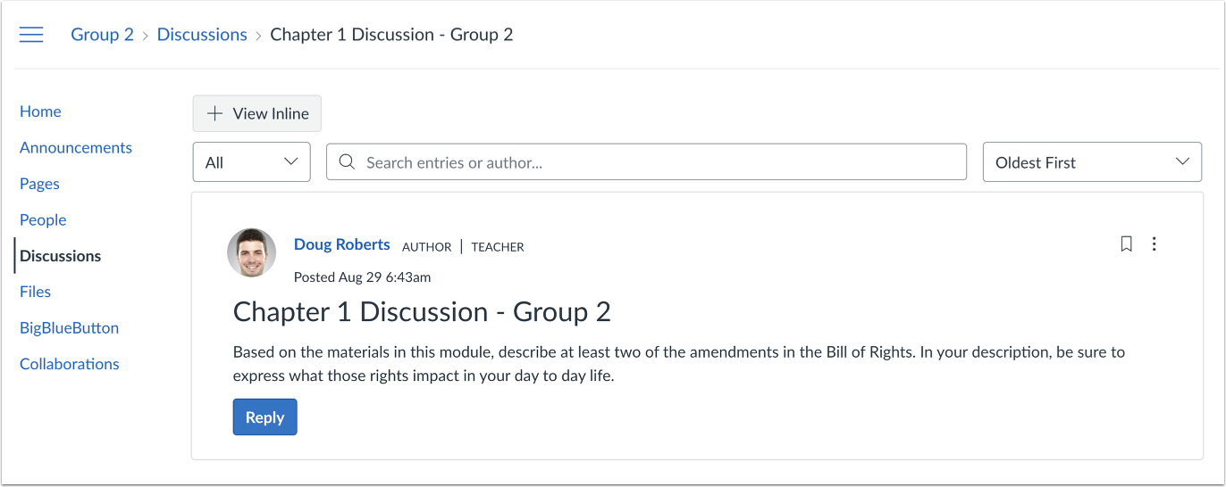 Student View of Discussion