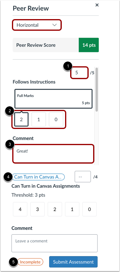 Complete Horizontal or Vertical Rubric