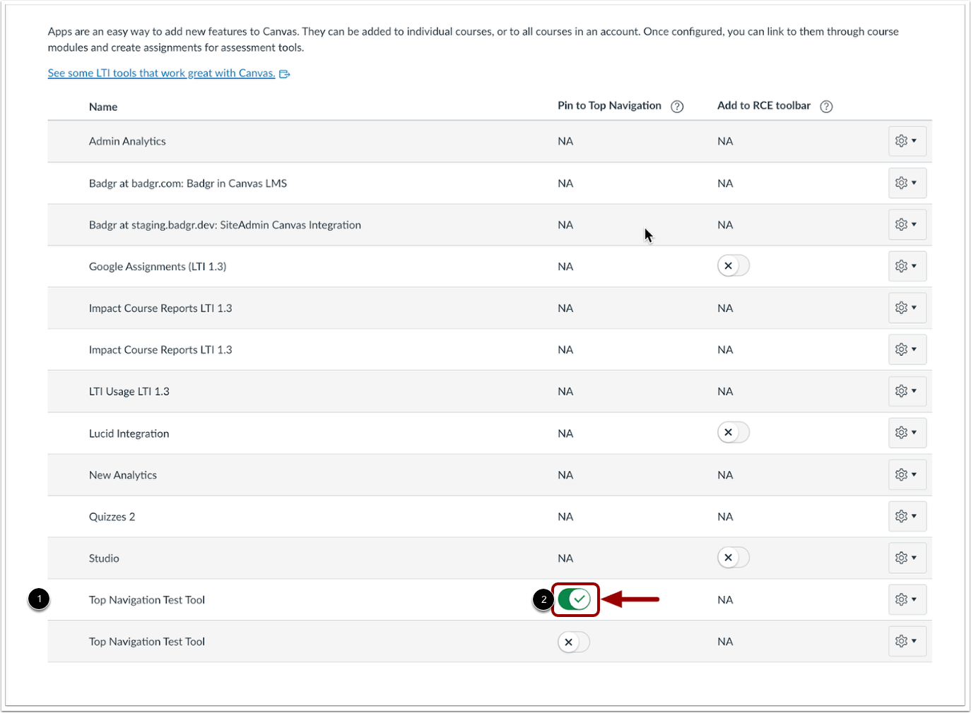 Pin Tool to Top Navigation