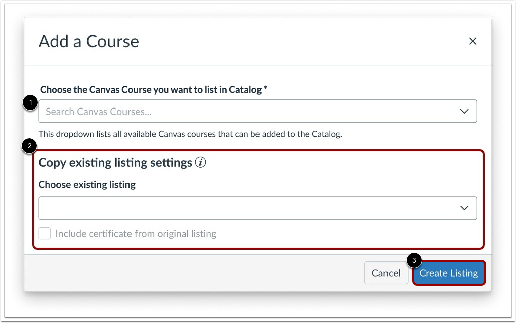 Copy Catalog Listing