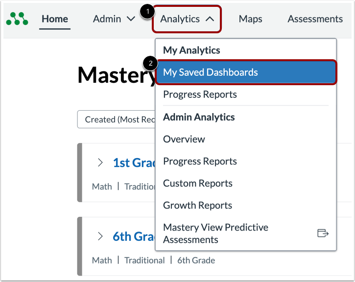 Open Saved Dashboards Page